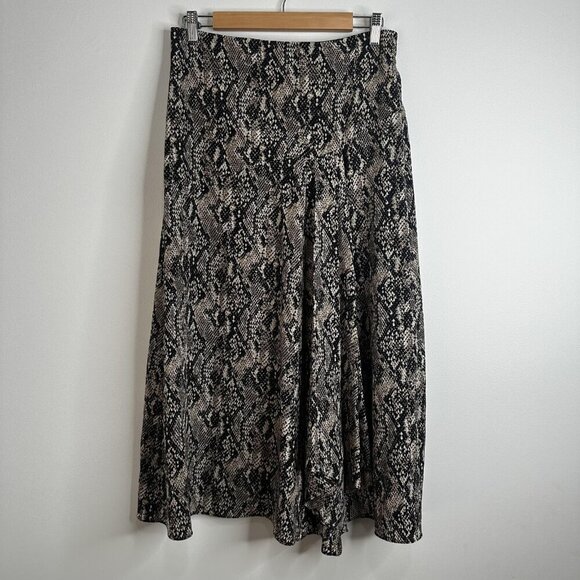 Veronica Beard Skirt Womens 8 Snake Print Silk Midi Flare Animal Pattern Ruched - Picture 1 of 15
